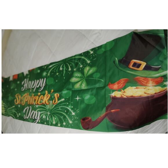 St. Patrick’s Day Banner Sign 120" x 20" Polyester with Grommets & Ribbon String - Picture 9 of 11